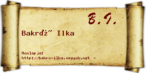 Bakró Ilka névjegykártya